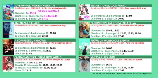 Programació dels Cinemes Illa Carlemany