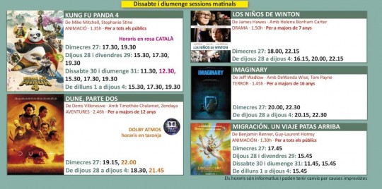 Programació dels cinemes illa