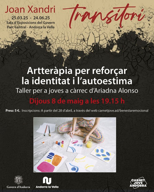 Taller per a joves: “Artteràpia per reforçar la identitat i l’autoestima” a càrrec d’Ariadna Alonso en el marc del Mes del Benestar Emocional del Carnet Jove