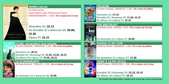 Programació dels Cinemes Illa Carlemany