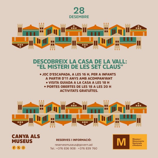Descobreix la Casa de la Vall:  Joc d’escapada el misteri de les 7 claus, visita guiada i portes obertes